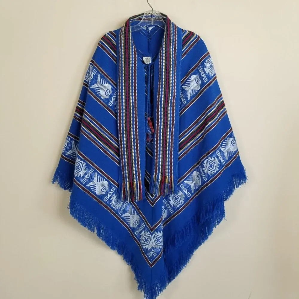 Tejidos Diaz Wool Blend Poncho Cape - Picture 1 of 5